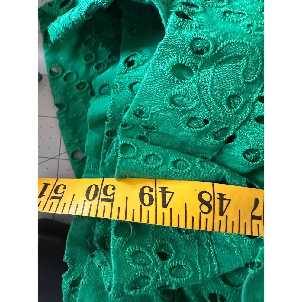 Jaded Gypsy Eyelet Midi Dress L/XL Green NEW Tag Cotton Button Front Tiered Boho - Picture 7 of 8